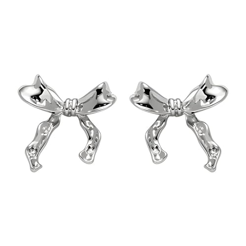 Ohrringe Damen,Glänzende Schleife Hypoallergen Ohrstecker Ohrringe Exquisiter Schmuck Für Frauen Dame Mädchen Valentinstag Geschenke - Silver