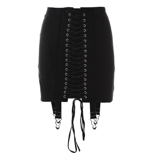 Alt Lace Up Skirt in Crypt Black - Black / M