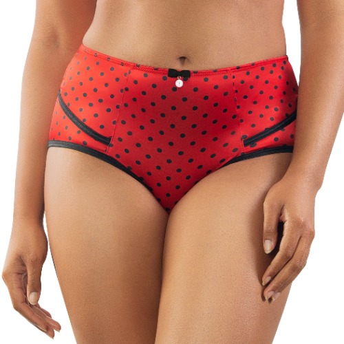 Charlotte High Waist Brief - Racing Red Dot - M