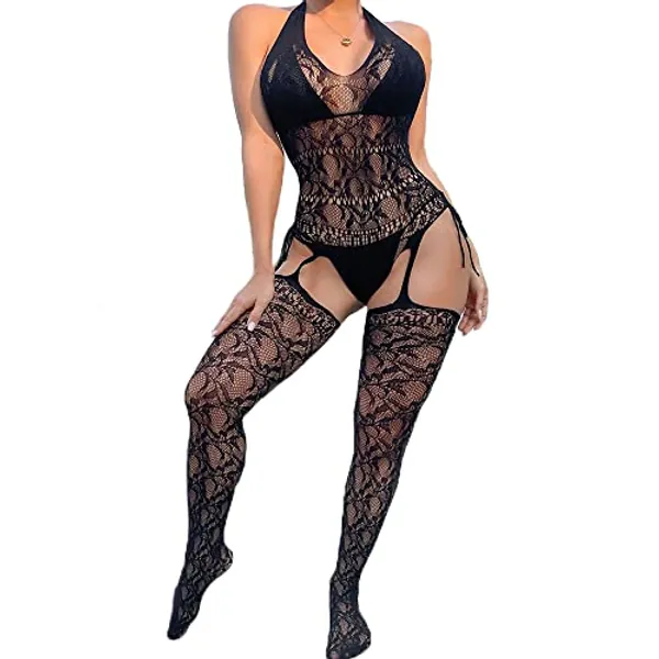 JRD&BS WINL Women's Sexy Fishnet Lingerie Underwear Bodysuit Women Babydoll Lingerie Nightwear Mesh Hollow Out Bodystocking for Women Gifts