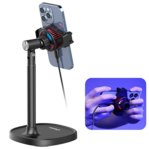 ULANZI Phone Cooler for Live Streaming & Gaming w Adjustable Stand, Fast Phone Cooling Fan & Mobile Phone Radiator w 5 Layers Heat Dissipation Devices, Fit All Types of iPhone Android Smartphones