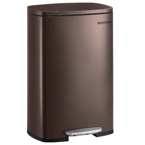 SONGMICS 13 Gallon Trash Can, Stainless Steel Kitchen Garbage Can, Recycling or Waste Bin, Soft Close, Step-On Pedal, Removable Inner Bucket, Brown ULTB50BR - 13.2 Gal Trash Can Brown