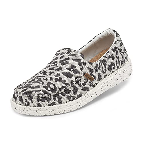 Hey Dude Women's Misty Multiple Colors & Sizes | Women’s Loafers | Women’s Slip On Shoes | Comfortable & Light-Weight - 7 Women/8 Men - Cheetah Grey