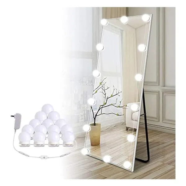 
                            Brightown Hollywood Led Vanity Lights Strip Kit, with 14 Dimmable Light Bulbs for Full Body Length Mirror and Bathroom Wall Mirror, Plug in Mirror Lights with Power Supply, White (No Mirror Included)
                        