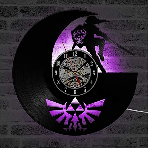 Fancylife The Legend of Zelda Antique LED Lighting Vinyl Record Wall Clock Shadow Art Game Home Decor Classic Creative Wall Watches