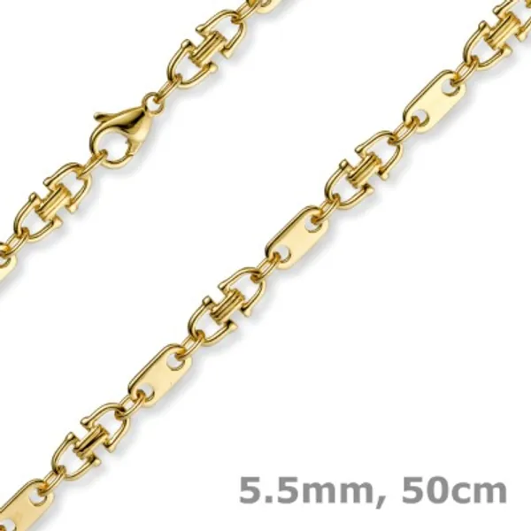 5,5mm Platte-Steigbügel Kette Collier Halskette, 750 Gold Gelbgold, 50cm | Schmuck Krone