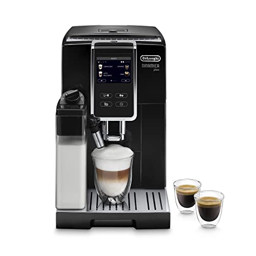 De'Longhi Dinamica Plus ECAM 370.70.B Kaffeevollautomat mit LatteCrema Milchsystem, Cappuccino & Espresso auf Knopfdruck, 3,5 Zoll TFT Touchscreen Farbdisplay, Kaffeekannen-Funktion, schwarz - Modell 2021 - Single