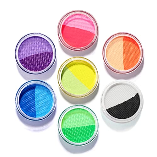 Water Activated Split Cake Eyeliner, UV Blacklight Glow Fluorescent Paint, Onmay 14 Bright Color Retro Graphic Hydra Eye Liner, Body Face Paint, Halloween Makeup (14color) - 14color