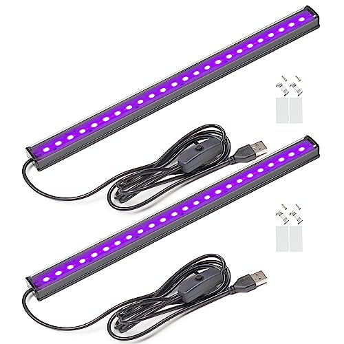 GREENIC USB Black Light Bar, 10W 1ft Upgraded UV LED Blacklight Strip Lights, Small Black Lights for Glow Party, Posters, Tapestry, Room, Bedroom Decor, Body Paint, Halloween Decorations, 2 Pack - Modern