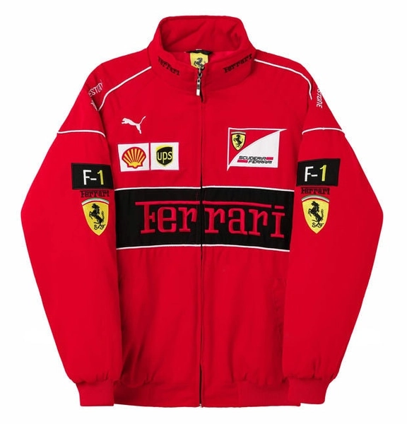 Embroidered F1 Ferrari Racing Jacket Formula 1, Vintage Unisex jacket- Y2K Fully Embroidered-Streetwear- gift fan loves F1 Ferrari Racing