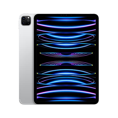 Apple iPad Pro 11-inch (4th Generation): with M2 chip, Liquid Retina Display, 2TB, Wi-Fi 6E + 5G Cellular, 12MP front/12MP and 10MP Back Cameras, Face ID, All-Day Battery Life – Silver - Wi-Fi + Cellular - 2TB - Silver