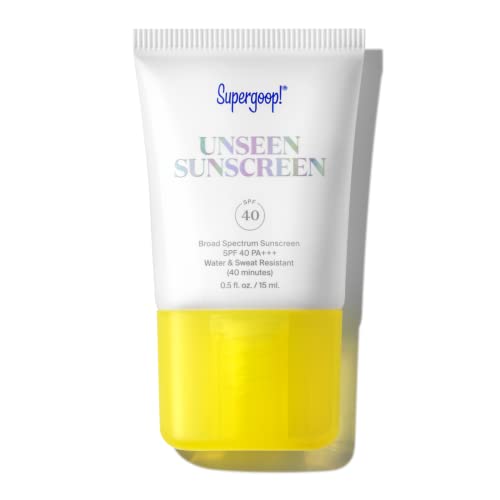 Supergoop! Unseen Sunscreen - SPF 40-0.5 fl oz - Invisible, Broad Spectrum Face Sunscreen - Weightless, Scentless, and Oil Free - For All Skin Types and Skin Tones - 0.5 Fl Oz (Pack of 1)