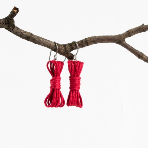 Bondage Rope Earrings - Bondage Earrings - BDSM Earrings - Kink Earrings - Red