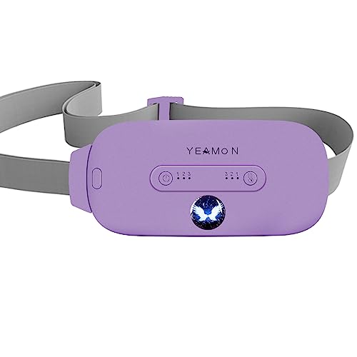 Portable Cordless Heating Pad, Electric Waist Belt Device,Fast Heating Pad with 3 Heat Levels and 3 Vibration Massage Modes, Back or Belly Heating Pad for Women and Girl(Light Purple) - Light Purple