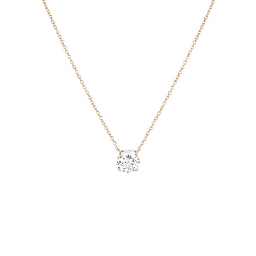 White Sapphire Solitaire Necklace | Vermeil / Yellow / Round