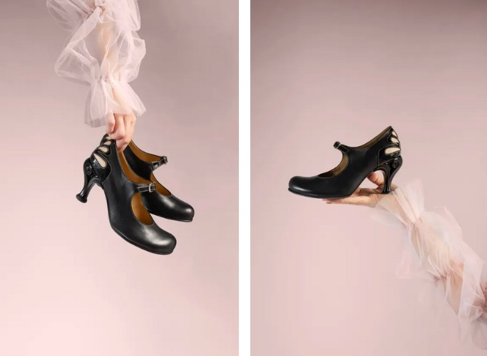 Intergalactic - Black/Beige | Skinny-Strap Mary Jane Heels | Fluevog Shoes