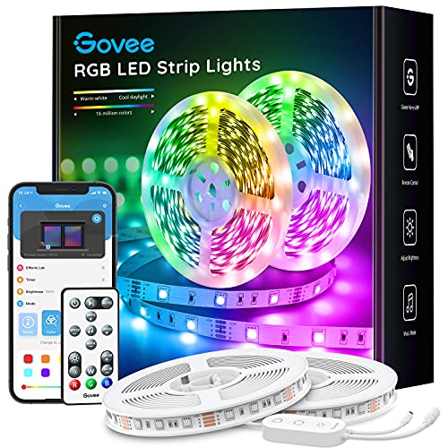 Govee Smart LED Strip Lights, 32.8ft WiFi LED Light Strip with App and Remote Control, Works with Alexa and Google Assistant, Music Sync Lights for Bedroom, Kitchen, TV, Party (2 Rolls of 16.4ft) - 32.8ft