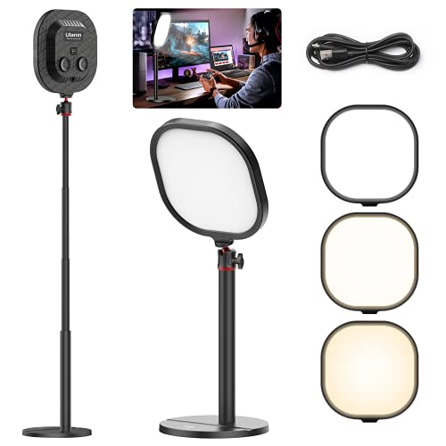 LED Streaming Key Light Desktop- K7 Extendable Home Office Lighting Live Broadcast 360° Fill Professional Studio LED Panel Multi-Layer Diffusion, Edge-lit Technology for Game Video Makeup Photograph - K7