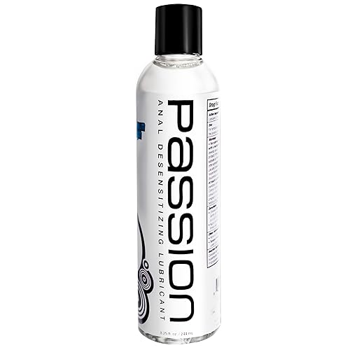 Passion Anal Desensitizing Lube, 8.25 Fl Oz - Maximum StrengthNatural Water-Based Lubricant for Comfortable Use, Long-Lasting Formula, Non-Staining & Easy to Clean
