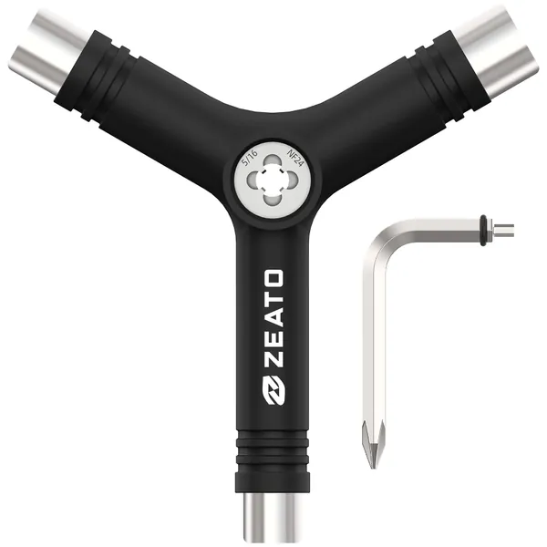 Zeato All-in-One Skate Tools Multi-Function Portable Skateboard T Tool Accessory with T-Type Allen Key and L-Type Phillips Head Wrench Screwdriver