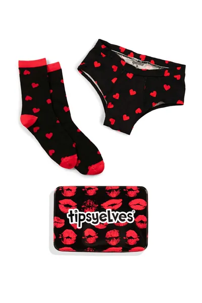 Tipsy Elves Women's Boy Shorts and Socks Gift Set for Valentine's Day from