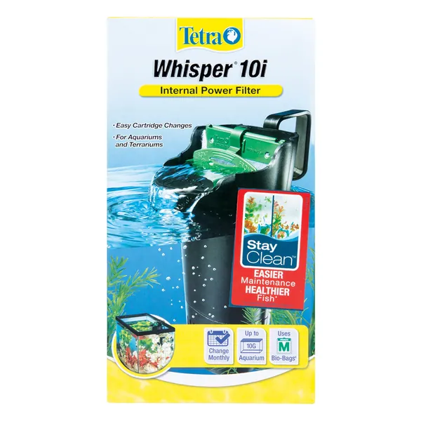 Tetra Whisper Internal Power Filter 5 To 10 Gallons, For aquariums, In-Tank Filtration With Air Pump, Black