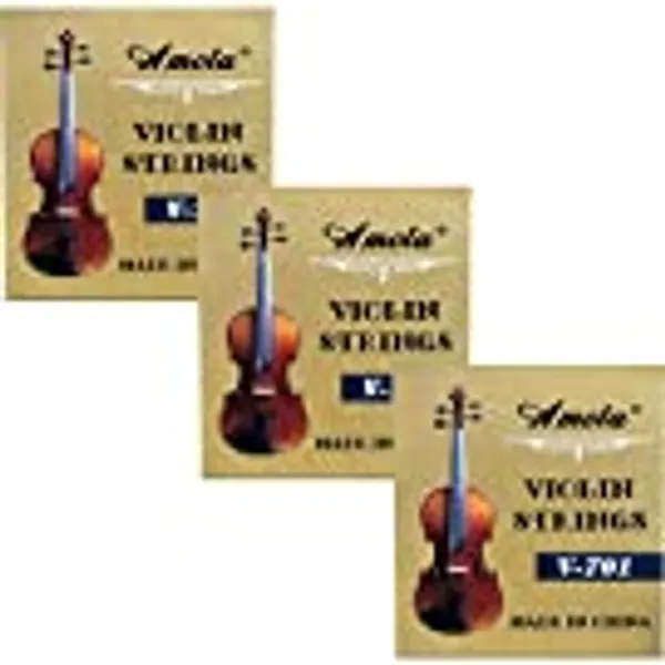 3 Packs Full Set Replacement Stainless Steel 4/4 Size Violin Strings E A D G
