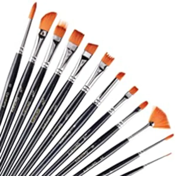 Huaker Paint Brushes Round Pointed Tip Nylon Hair Artist Acrylic Brush for All Purpose Oil Watercolor Painting Artist Professional Kits