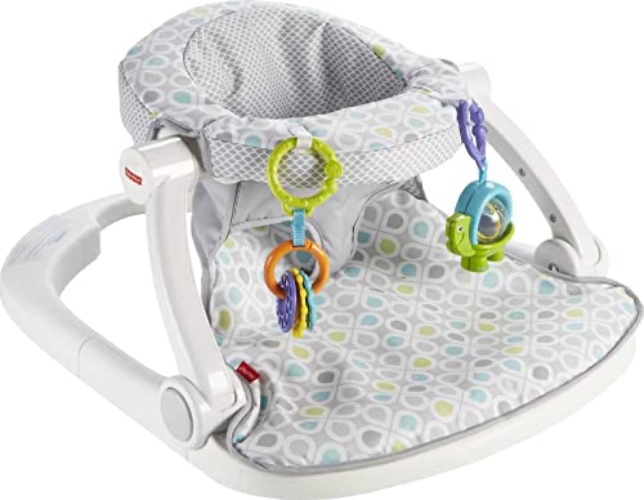 Fisher-Price Portable Baby Chair Sit-Me-Up Floor Seat With Developmental Toys & Machine Washable Seat Pad, Honeydew Drop