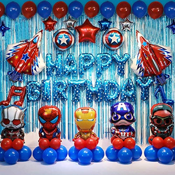 Yoazroan Superhelden Geburtstags Deko Jungen Helden Geburtstag Party Ballon Superhero Party Decorations Sätze Ideal für Kinder Themen Partys