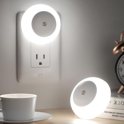 fesnne Night Lights Plug into Wall, Night Light, Dusk to Dawn Sensor, White Led Night Light 0.5W, 2 Pack Nightlight for Adults, Bedroom, Bathroom, Hallway, Kitchen - White