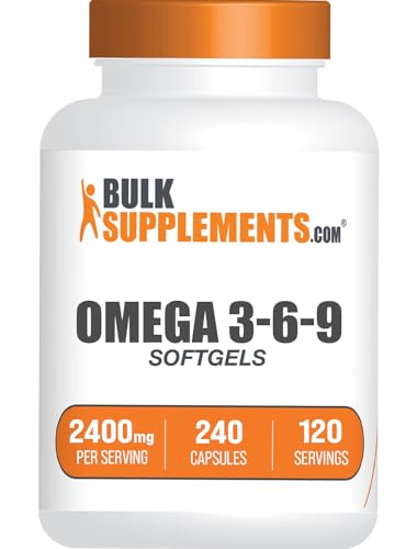 BulkSupplements.com Omega 3-6-9 Softgels - Triple Omega Supplement, with Omega 6 & 9, with Fish Oil Omega 3-2 Softgels per Serving, 120-Day Supply, 240 Softgels (Pack of 1) - 240 Count (Pack of 1)