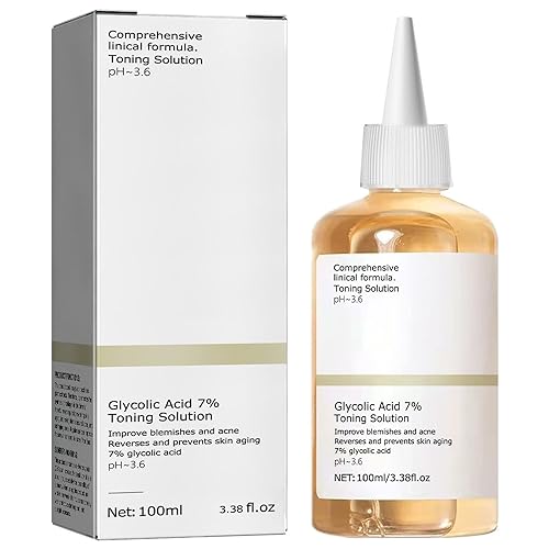 Glycolic Acid 7% Toner, Glycolic Acid 7% Toning Resurfacing Solution, Hydrates and Facial Exfoliation Astringe Pores 100ML/3.38 Fl Oz