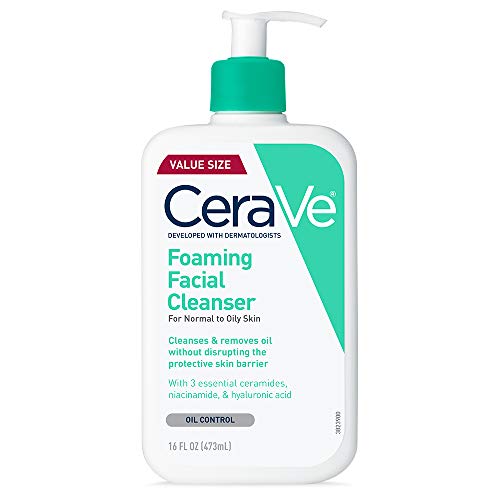CeraVe Foaming Facial Cleanser | Daily Face Wash for Oily Skin with Hyaluronic Acid, Ceramides, and Niacinamide| Fragrance Free | 16 Fluid Ounce - 16 Fl Oz (Pack of 1)