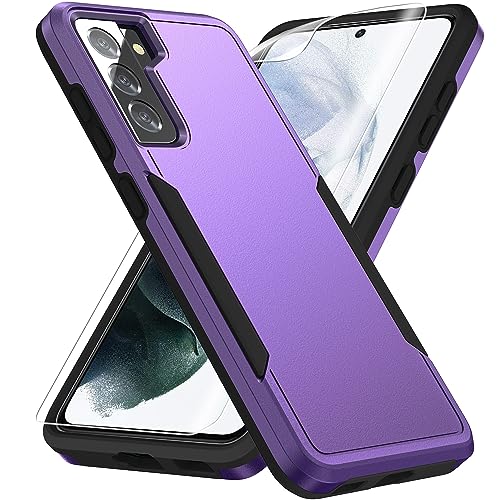 for samsung galaxy S21 Case, Galaxy S21 Case with HD Screen Protector [Military Grade Drop Tested] Heavy-Duty Tough Rugged Shockproof Protective Case for S21, Purple - Purple