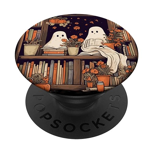 Popsockets Popgrip:Spooky Ghost Reading Books In a Library Swappable Popgrip