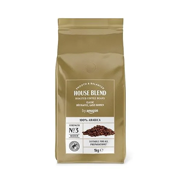 by Amazon House Blend Coffee Beans, Medium Roast, 1kg, Rainforest Alliance Certified - House Blend - 1 kg (Pack of 1)