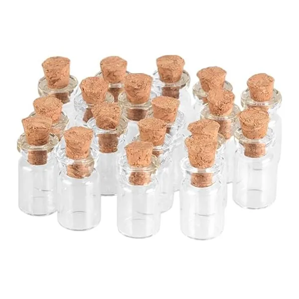 100pcs 1ml Mini Glass Bottles Pendants with Cork Stopper Small Bottle Decoration Crafts Vials Jars (1ml-10x28mm) - 1ml-10x28mm