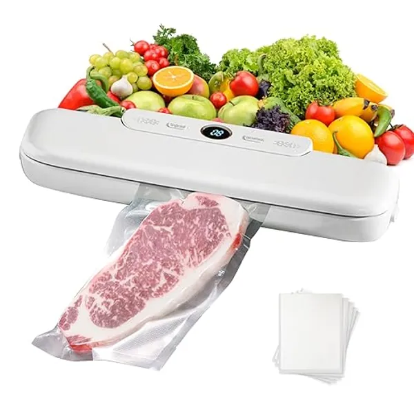 Vacuum Sealer,Air Sealing System for Food Preservation,Automatic Food Sealer Machine,Food Preservation with 10 Vacuum Bags,Food Vacuum Sealers Machine for Cooking,One-Touch Sealing for Camping/Home