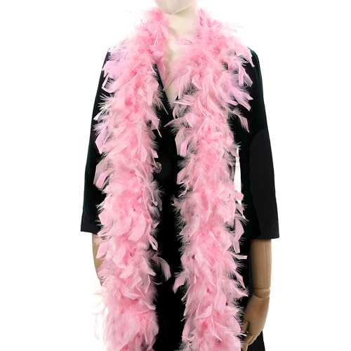 Larryhot Pink Fluffy Boas Feathers - 80g 2Yards Boas for Party,Christmas Tree,Concert,Wedding and Home Decoration (80g - Light Pink) - 80g - Pink