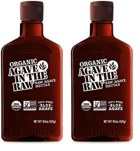 Organic Agave Nectar Sweetener, Blue Agave Syrup - Vegan, Gluten-Free, Low Carb Sugar Substitute for Baking & Drinks (Pack of 2)