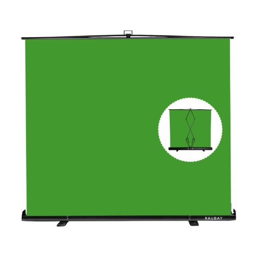 【Wider Style】 RAUBAY 78.7in x 74.8in Large Collapsible Green Screen Backdrop Portable Retractable Chroma Key Panel Photo Background with Stand for Video Conference, Photographic Studio, Streaming…