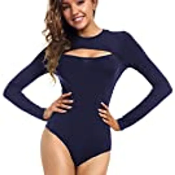 FJUN Sexy Langarm-Bodysuit mit Ausschnitt vorne für Frauen, Overalls, weiches, bequemes T-Shirt, einteiliger Bodysuit, Tanktops