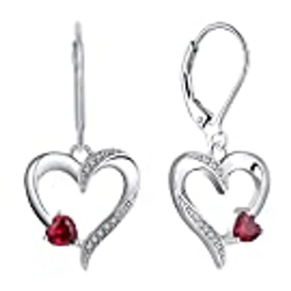 YL Herz Ohrringe 925 Sterling Silber Schnitt 12 Geburtsstein Zirkonia Liebe Herz Tropfen Ohrringe für Damen