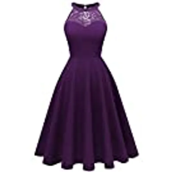 Bbonlinedress Abendkleider elegant für Hochzeit gast festliches Kleid Damen Neckholder Konfirmationskleider Jugendweihe Brautjungfernkleider Cocktailkleid Partykleid