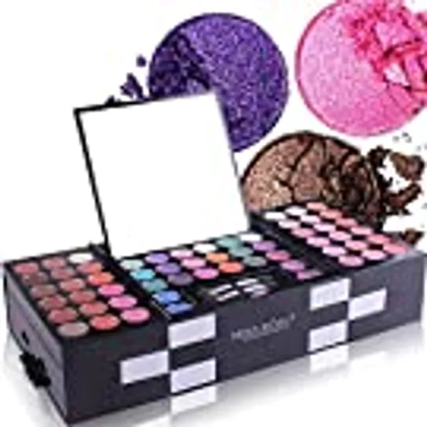 BrilliantDay 148 Farben Lidschatten Palette Contouring Kit Kombination mit Blusher und Press Powder, Kosmetik Make Up Kit Set Box