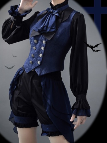 [$34.86]Ouji Fashion Dark Blue Waistcoat Black Butler Ciel Phantomhive Vibes