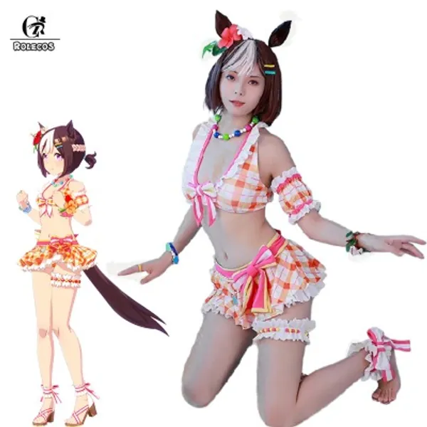 77.12 CAD $ 40% OFF|ROLECOS Special Week Cosplay Costume Uma Musume Pretty Derby Cosplay Costumes Woman Sexy Swimsuit Halloween Uniform Full Set| |   - AliExpress