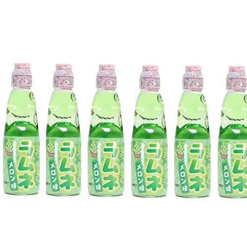 Hatakosen Ramune Melon, 200 ml (6 Bottles) - Melon - 200 ml (Pack of 6)
