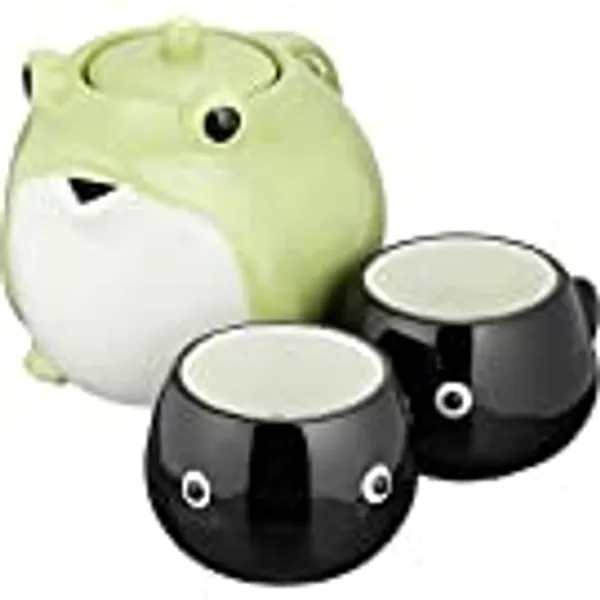 SAN3293 Cute Tableware Teapot & Tea Cup Set, Frog Parent-Child, 20.3 fl oz (600 ml), 5.1 fl oz (140 ml)